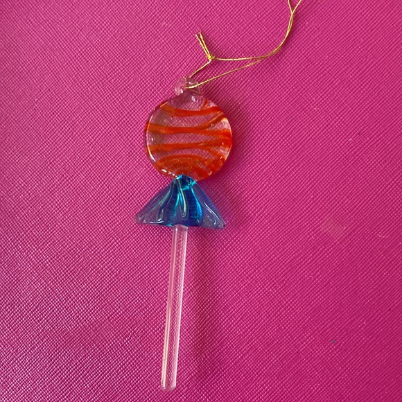 Vintage hand blown glass lollipop ornaments set of 5 plus 2 w stick missing - Picture 6 of 8